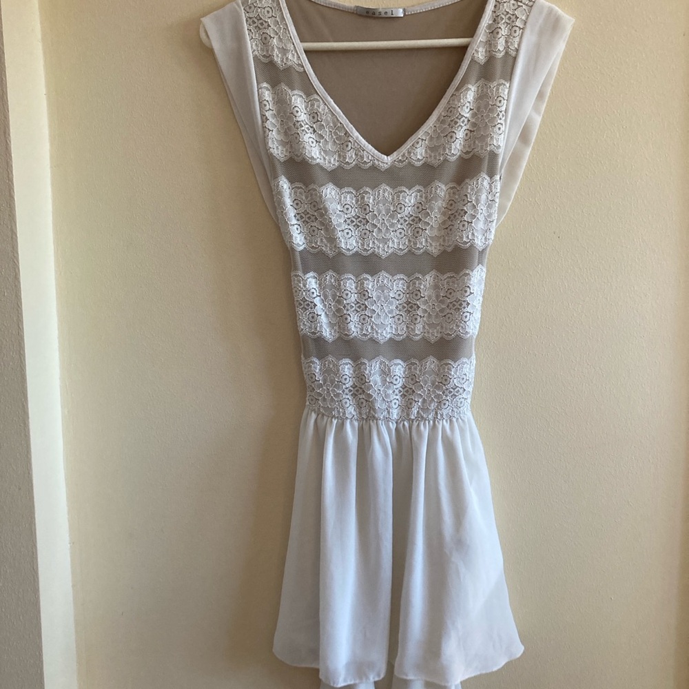 Easel Cream and White Mini Dress